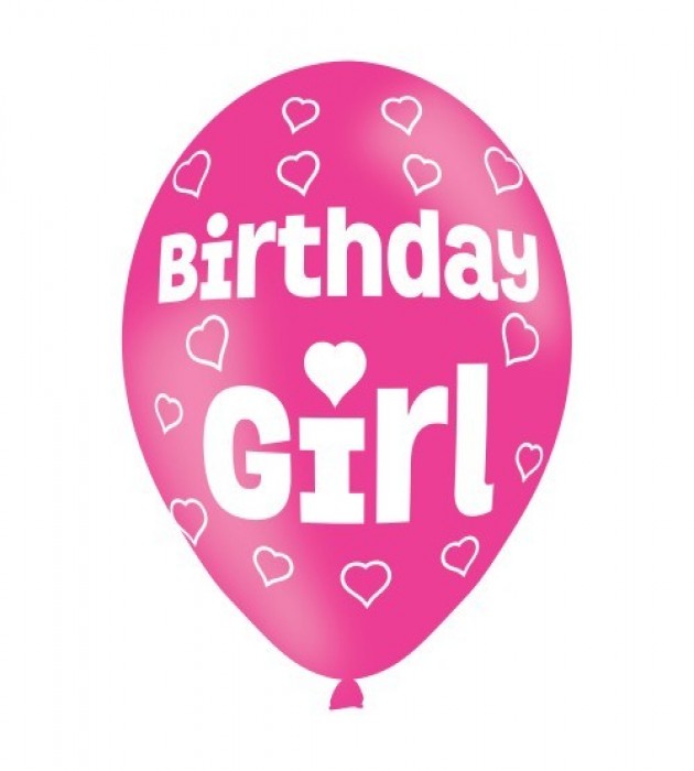 BALLOON pk6 27cm Birthday Girl