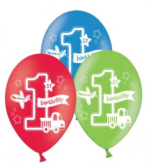 All Aboard Birthday AOP Latex Balloons