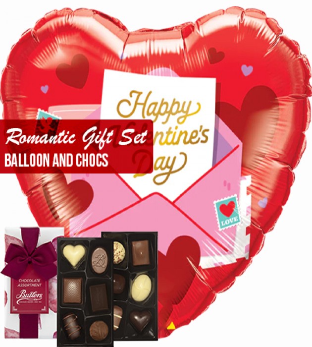 Romantic gift set red heart balloon and chocs