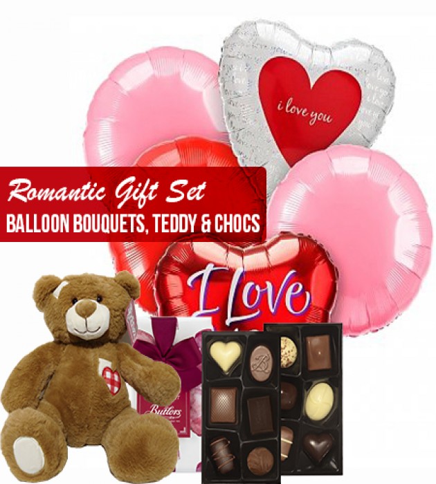 Romantic gift set combo balloons bouquets teddy and chocs 2