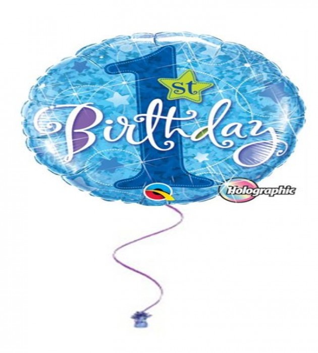 1st Birthday Blue Bright 18" Foil