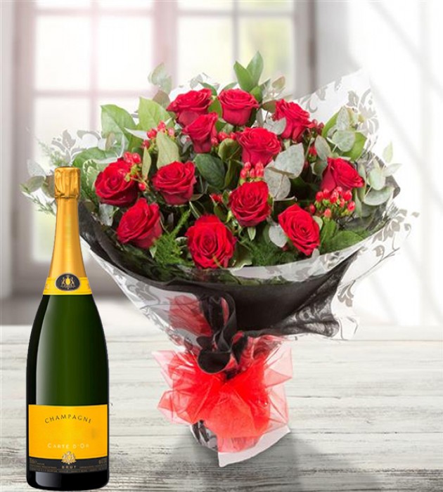 12 Red Roses & Champagne