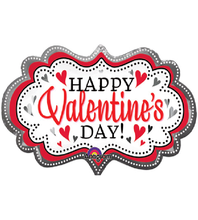 Large Happy Valentine's Day Marquee Helium Mylar Balloon 27"