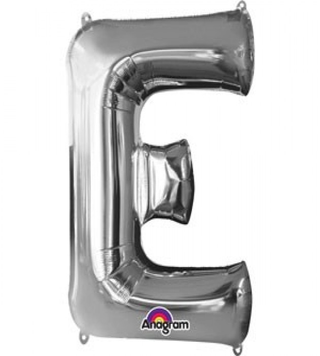 Letter E Silver SuperShape Balloon