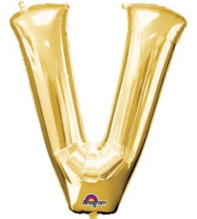 Letter V Gold SuperShape Balloon