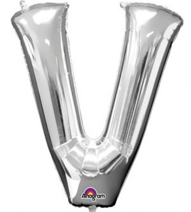 Letter V Silver SuperShape Balloon
