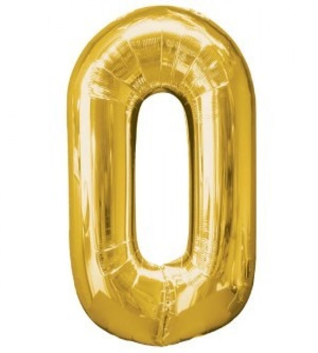 Number 0 Gold Large Shape Balloon