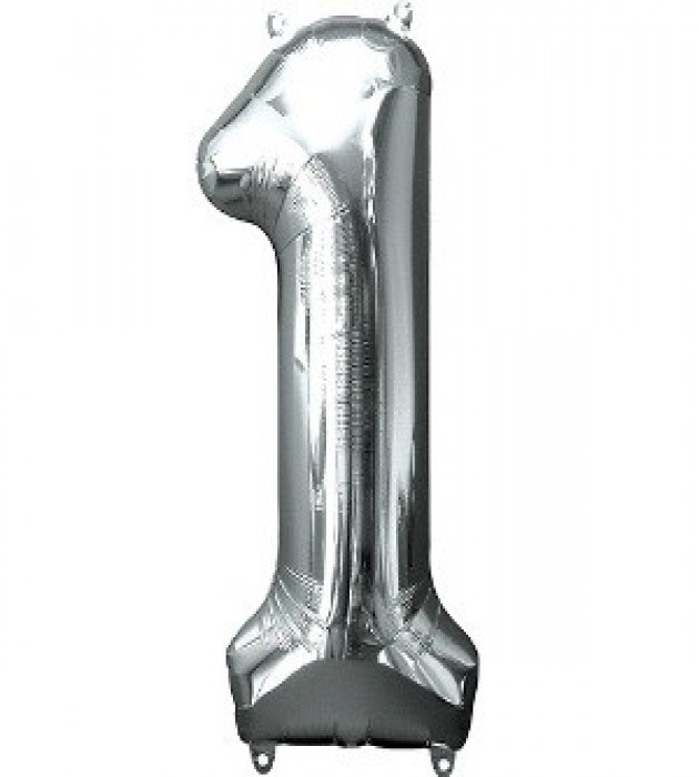 Number 1 Silver Large Shape Balloon