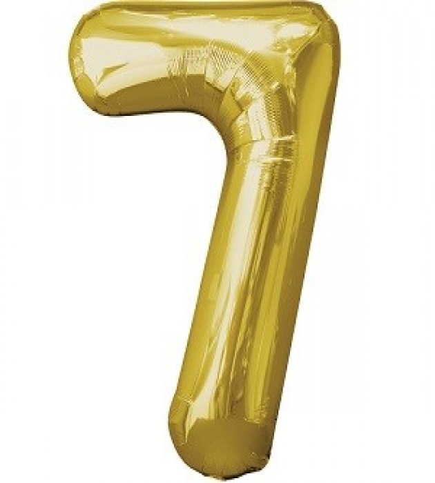 Number 7 Gold Large Shape Balloon