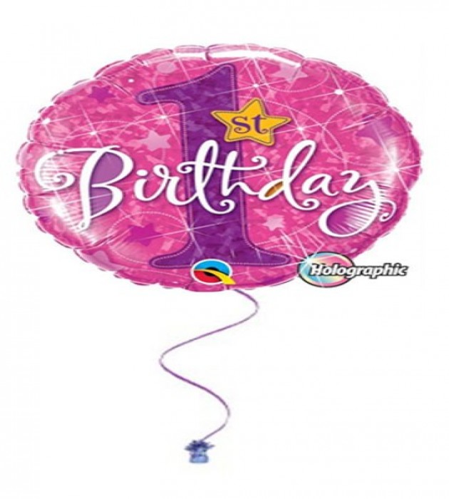 1st Birthday Pink Bright 18" Foil