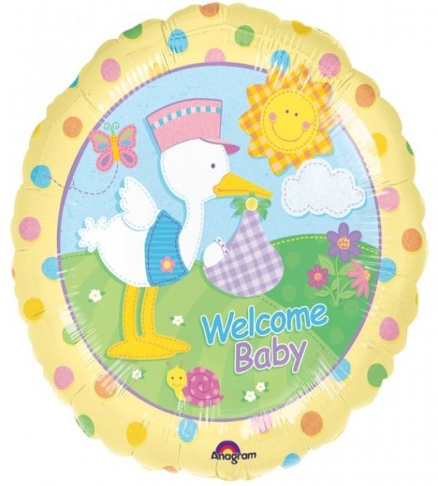 Welcome Baby Stork 18 Foil Balloon