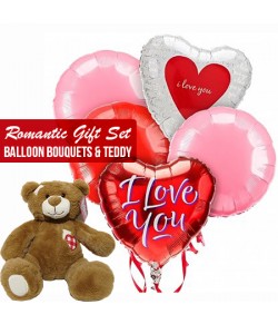 Romantic gift set balloons bouquets and teddy set
