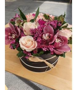 Rose & Cymbidium Orchid Hat Box