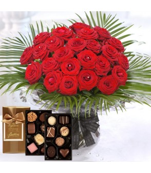 24 Red Roses & Large Butlers Chocolates