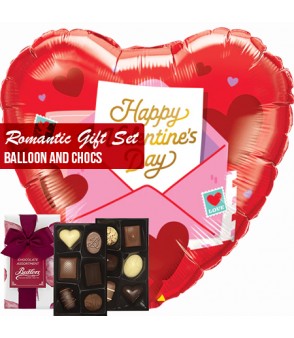 Romantic gift set red heart balloon and chocs