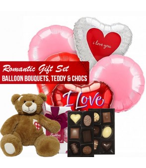 Romantic gift set combo balloons bouquets teddy and chocs 2