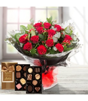 12 Red Roses & Butlers Chocolates