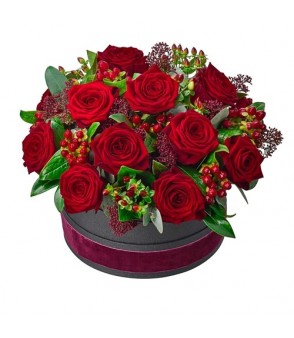 Luxury Red Rose Hatbox