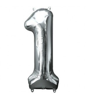 Number 1 Silver Large Shape Balloon