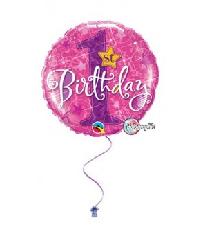 1st Birthday Pink Bright 18" Foil