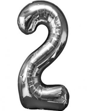 Number 2 Silver Large Shape Balloon