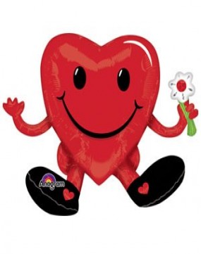 Sitting Smiley Heart Guy SuperShape Multi Balloon 20x13in